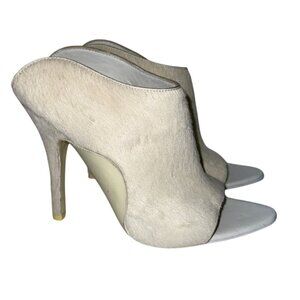Alexander Wang Mules Stiletto White Open Toe Heel EU 36 US 5.5  6  Calf Hair
